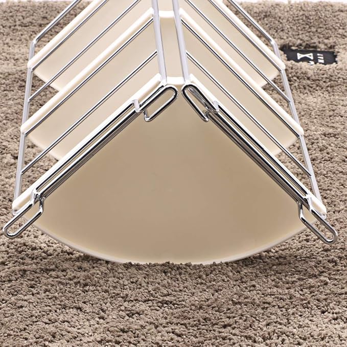 3-Tier Bathroom Countertop Organizer - Vanity Tray Cosmetic & Makeup Storage- Kitchen Spice Rack Standing Shelf - Corner Storage Shelf, Silver