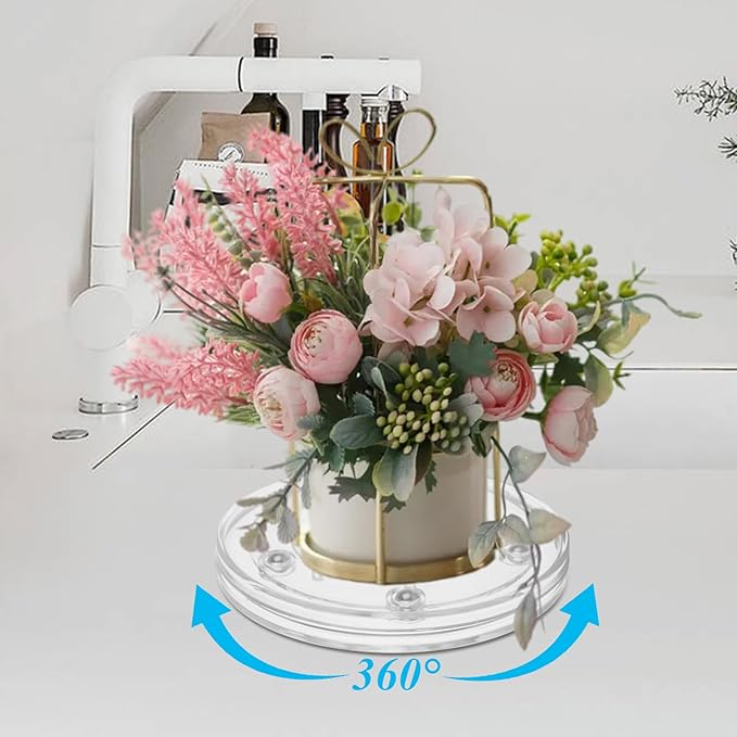 6 PCS 4 Inch Lazy Susan Turntable Clear Acrylic Lazy Susan Turntable Organizer Small Lazy Susan Mini Lazy Susan Acrylic Ball Bearing Rotating Tray for Spice Rack Cake Makeup Table Decorating