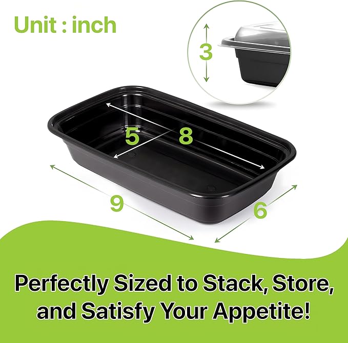 Meal Prep Containers [10 Set] 32 oz with Lids, 1 compartment, Stackable, Reusable, Leakproof, Food Safe, Microwave, Freezer & Dishwasher Safe for Food Prep Storage Bento Box (10 Set, 32 oz)