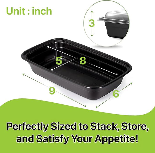 Meal Prep Containers [10 Set] 32 oz with Lids, 1 compartment, Stackable, Reusable, Leakproof, Food Safe, Microwave, Freezer & Dishwasher Safe for Food Prep Storage Bento Box (10 Set, 32 oz)