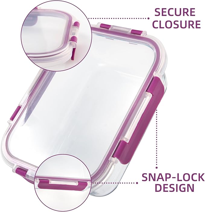 C CREST 10 Pack Meal Prep Glass Containers with Locking Lids - 5x 32oz + 5x 12oz - Ideal for Food Storage