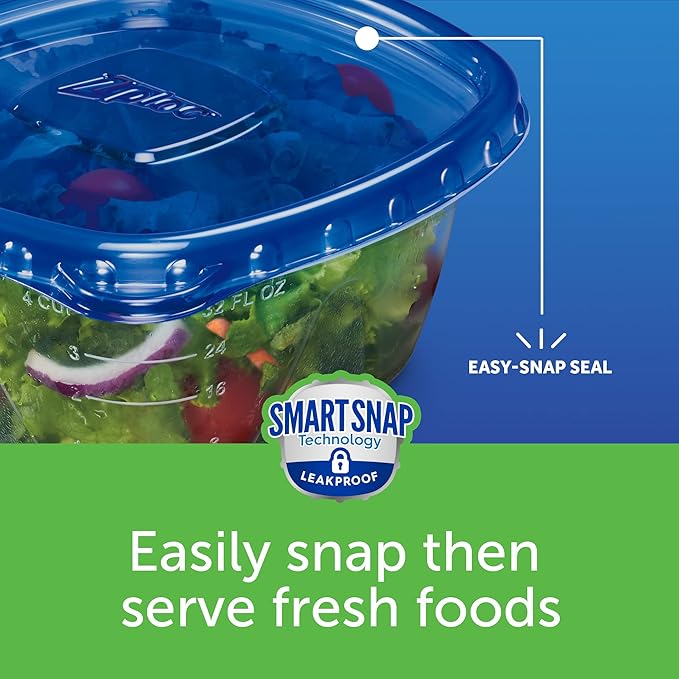 Ziploc Food Storage Meal Prep Containers Reusable for Kitchen Organization, Smart Snap Technology, Dishwasher Safe, Deep Rectangle, 2 Count