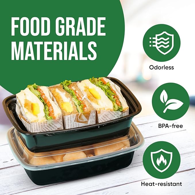 Meal Prep Containers Reusable - 38oz 30 Pack Meal Prep Containers With Lids Microwavable, Freezer Safe Food Prep Containers, Disposable To Go Containers