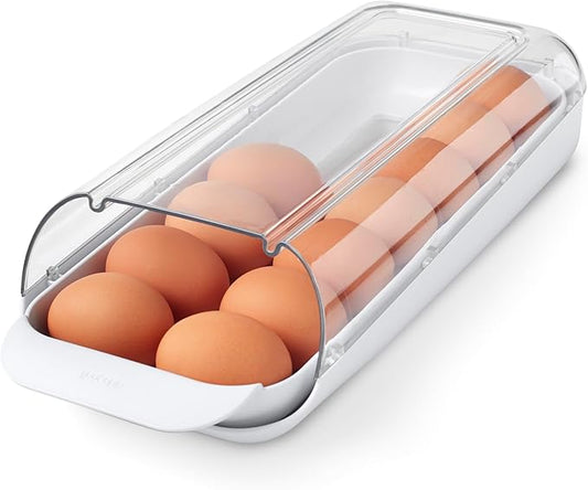 YouCopia FridgeView Rolling Egg Holder, BPA-Free Stackable Eggs Organizer with Removable Tray for Refrigerator Storage