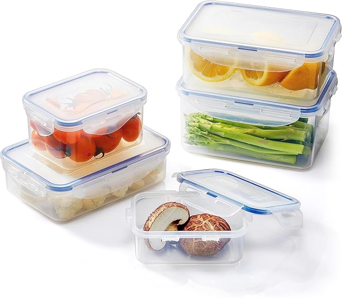 LOCK & LOCK Easy Essentials Food Storage lids/Airtight containers, BPA Free, Square-29 oz-for Veggies, Clear