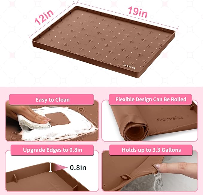 Sdpeia Under Sink Mat for [19" x 12"] Cabinet, Upgraded Silicone Waterproof Mat Kitchen Cabinet Liner Cabinet Protector Kitchen Organizers and Storage