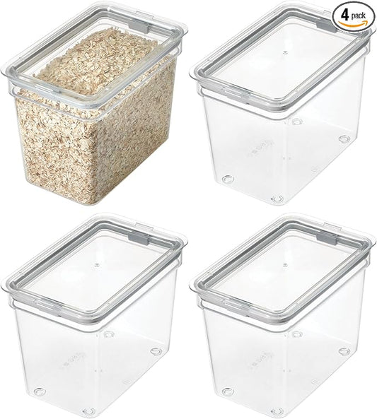 iDesign Small Food Storage Bin with Airtight Lid for Kitchen or Pantry Storage - Set of 4 - Clear