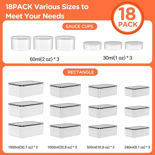 36 PCS Food Storage Containers with Lids Airtight (18 Freezer Containers with 18 Lids) - Leakproof Plastic Meal Prep Containers for Pantry, Kitchen Storage and Organization with Labels & Pen