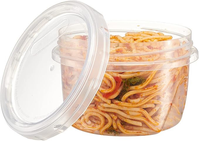 PLASTICPRO 12 Pack Twist Cap Food Storage Containers with Clear Screw on Lid- 16 oz Reusable Meal Prep Containers - Freezer and Microwave Safe Clear Plastic Food Storage