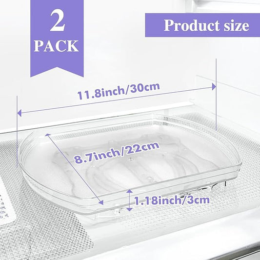 360° Rotating Lazy Susan Turntable Organizer - Multifunctional Rectangular Organizer 11.8" x 8.7" for Refrigerator, Cabinet, Pantry, and Kitchen Countertop (2 Pack)