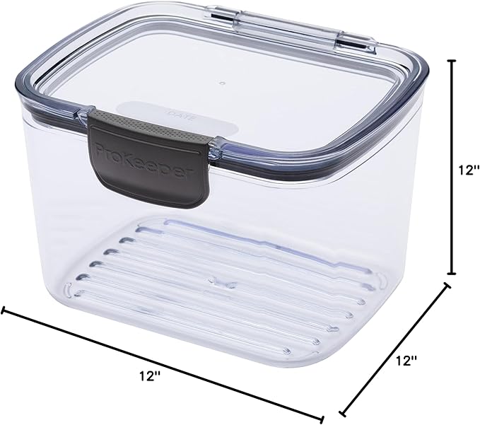 Progressive Prokeeper + Deli Storage Set: Air-Tight Silicone Sealed Containers w Grooved Bottom, Dry Erase Lid, BPA-Free, Stackable, Keeps Meats & Cheeses Fresh Longer, PKS-706C Tall Deli 1.65L