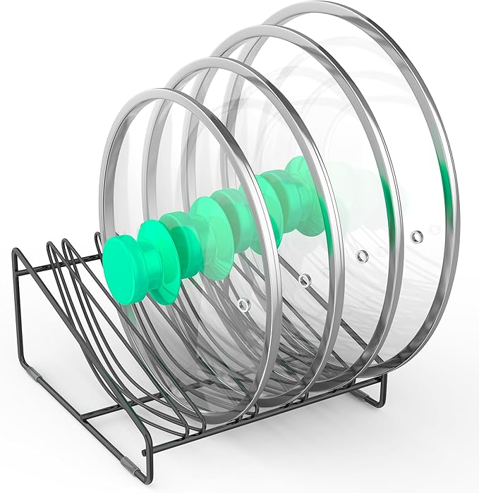 Pot Lid Organizer Rack, 5-slot Holder for Pot and Pan Lids, Space-Saving Kitchen Cabinet Organizer, Pan Lid Organizer,Pot Lid Holder,Side-Access Design
