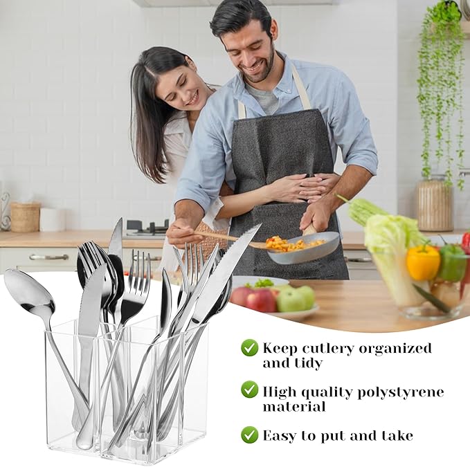 Rainmae Cutlery Storage Organizer, Plastic Cutlery Utensil Holder Silverware Storage Organizer Caddy for Kitchen Countertop Organization - Holds Fork, Knife, Spoon, Silverware Tableware Storage Box