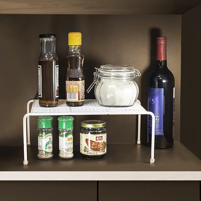 Lonian Kitchen Cupboard Organiser, Home and Kitchen Storage Shelf Wire Rack for Kitchen Cabinets, Counter-Tops, Pantries, Food and Utensils (Pack of 2)