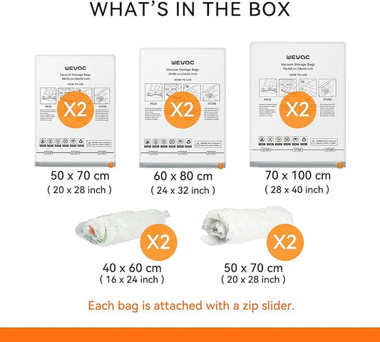 [2024 NEW]10 Pack Vacuum Storage Bags (2 Jumbo/2 Large/2 Medium/4 Rolling Bag) | Space Saver | Rapid Vacuum | Double Zip Seal | Clip Stopper | Ideal for Clothes, Blankets Compression and Travelling