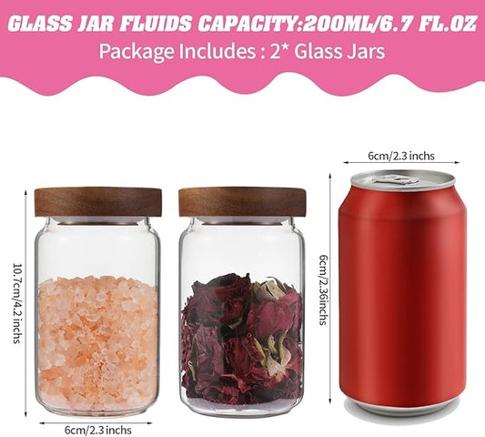Small Glass Jar with Lids Thicken Glass Coffee Storage Canister Borosilicate Glass Food Containers Bottle for Spice Ground Nut Pasta Sugar Candy Tea (6.7oz（200ml)-1 PACK