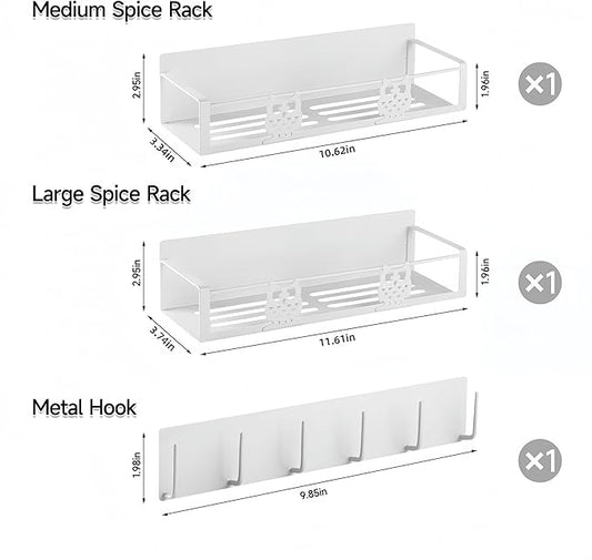 Magnetic Spice Rack,Magnetic Shelf for Fridge,Spice Organizer,Fridge Organizer,Kitchen Storage Organization with Magnetic Hooks,Owl Home Decor(White)