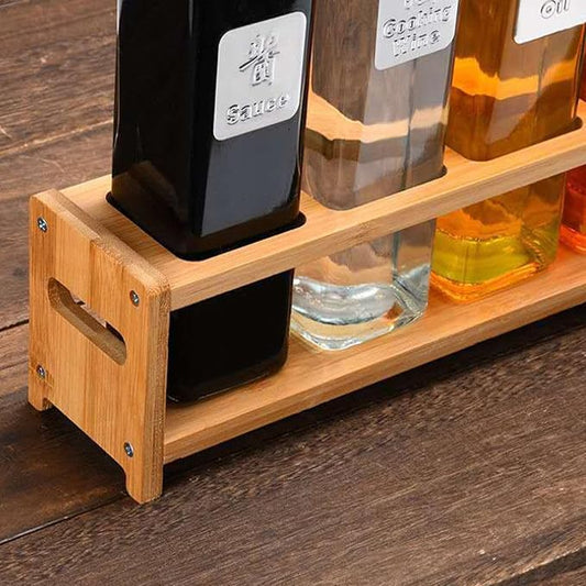 TOPINCN Rack Organizer, Storage Holder Seasoning Storage 4 Holes Shelf Multifunctional Oil Bottle Rack Kitchen Seasoning Organizer for Countertop