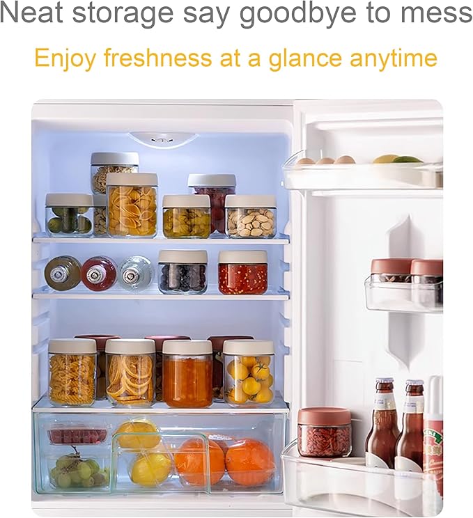Small Glass Containers With Lids,Overnight Oats Jars,15.2oz Condiment Salad Dressing Sauce Meal Prep Containers, Chia Pudding jars with lids.Yogurt container (15.2oz-2 Pack-Beige)