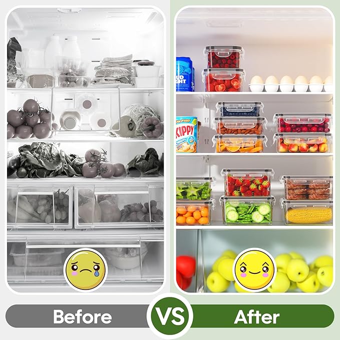 36-Piece Food Storage Containers with Lids(18 Containers & 18 Lids), Plastic Food Containers for Pantry & Kitchen Storage and Organization, BPA-Free, Leak Proof, Reusable with Labels & Pen