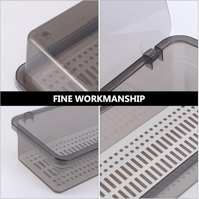 Cabilock 2pcs Flatware Tray with Lid, Kitchen Cutlery Tray and Utensil Drawer Organizer, Silverware Countertop Storage Container with Cover 11x5.1x2.7 inch (Black)