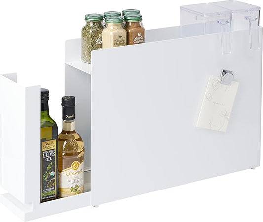Yamazaki Home Tower Seasoning Condiments Spice Rack With Drawer, Kitchen Food Storage Container - Steel
