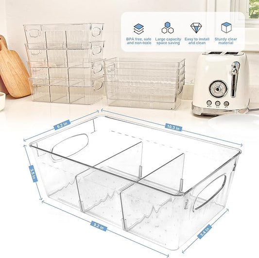 4 Pack Pantry Organizers and Storage, Fridge Organizer, Refrigerator Organizers and Storage, Freezer Organizer Bins, Kitchen Spice Organization for Cabinet, Organization and Storage