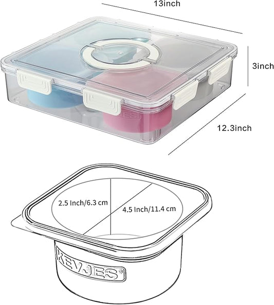 500ml Pizza Dough Proofing Containers for DIY family Artisan Pizza, Food Grade Silicone Stackable Boxes with Lids-4 Pack (Four-color containers with carry-on tray)