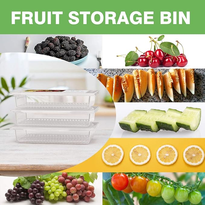 SILIVO Fridge Produce Saver Containers (3 Pack) - 2.5L Drain Tray Keeps Veggies, Fruits, Lettuce Fresh