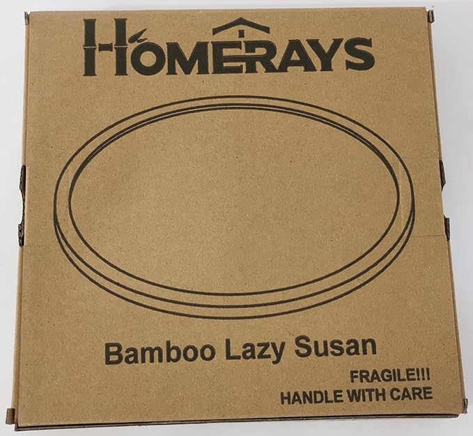 Lazy Susan Organizer Homerays 9 Inch Non-Skid Bamboo Lazy Susan for Kitchen Rotating Spice Rack for Kitchen Cabinet, Wood Turntable for Kitchen Countertop Organizer