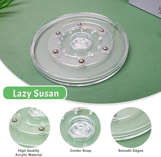 5 inch Clear Lazy Susan Turntable Acrylic Organizer Ball Bearing Swivel Display Base Kitchen Pantry Spice Rack Countertop Cabinet Revolving