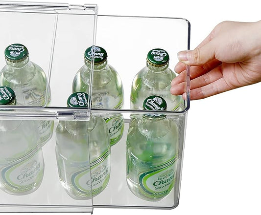 loobuu Plastic Storage Drawer, Clear Stackable Storage Bin, Multi-Use Large Organization Solution for Kitchen, Pantry, Bathroom, Home, Snack, Makeup, Under Sink Organizer Vanity Cabinet