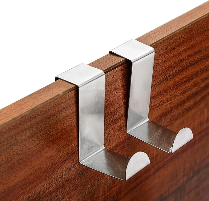 10 Pcs Over The Door Hooks Z-Shaped Hanging Hooks Dual Head Fits 3/4" and 1-1/2" Door Widths, Stainless Steel Reversible Single Hanger Hook for Door, Kitchen, Cabinet, Cupboard, Drawer