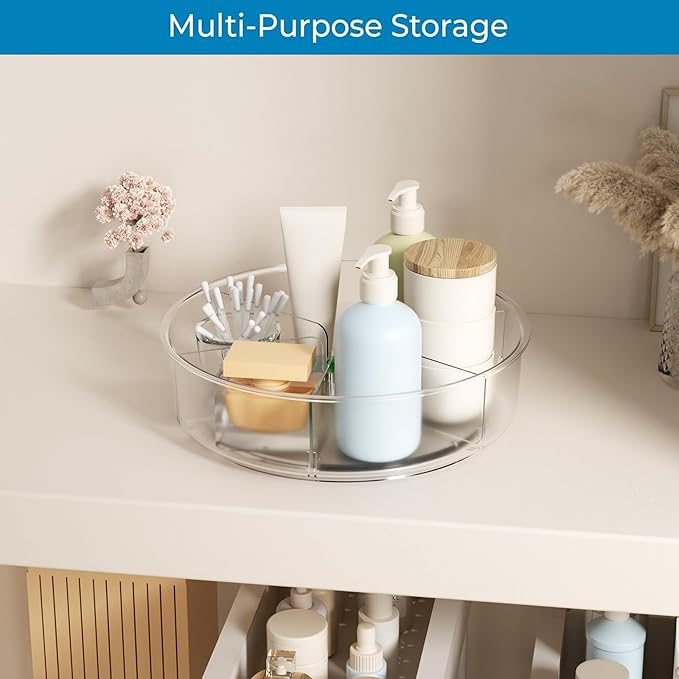 Li&Zhao Lazy Susan Organizer for Cabinet - Round Turntable Organizer 9.8" Fridge Lazy Susan Rotating Organizer Storage for Spice,Makeup,Refrigerator Bathroom Kitchen,Table,Countertop,Pantry