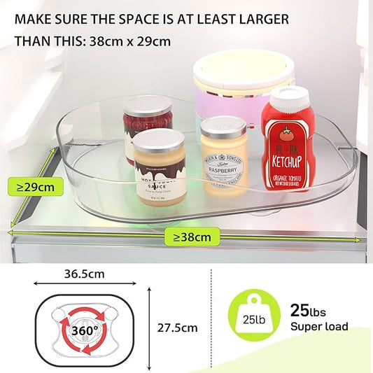 Li&Zhao Lazy Susan Organizer for Cabinet - Square Turntable Organizer 14.4" x 10.8" Fridge Lazy Susan Rotating Organizer Storage for Refrigerator,Bathroom,Kitchen,Table,Countertop,Pantry