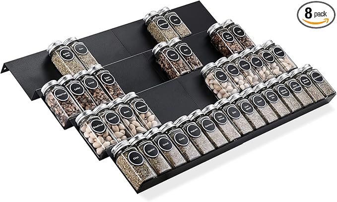 Metal Spice Rack Tray - Spice Drawer Organizer for Kitchen Cabinets Storage and Organization (Jars Not Included)