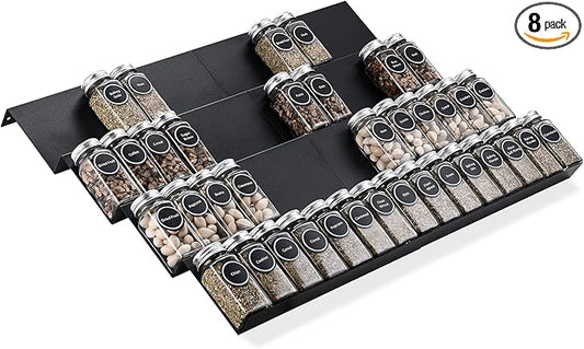Metal Spice Rack Tray - Spice Drawer Organizer for Kitchen Cabinets Storage and Organization (Jars Not Included)