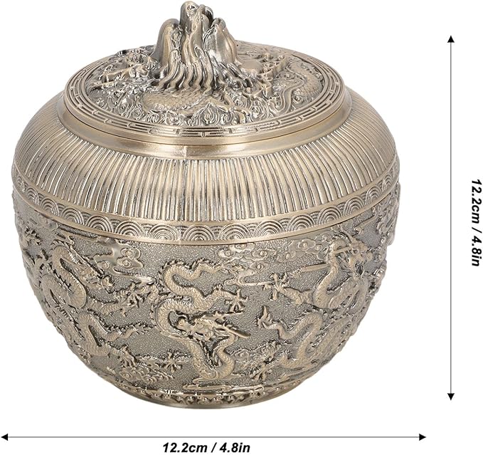 Fockety Tea Canister, Vintage Alloy China Storage, China Dragon Airtight Design Tea Bag Canister, Decorative Loose Tea Storage Container Multipurpose Tea Jar for Kitchen Cabinet