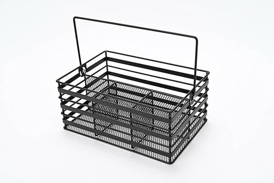 Stainless Steel Utensil Basket,Dishwasher , Flatware Basket, Kitchen, Countertop, Office, Camping, Outdoors, and Restaurants, 4-Compartment, Black