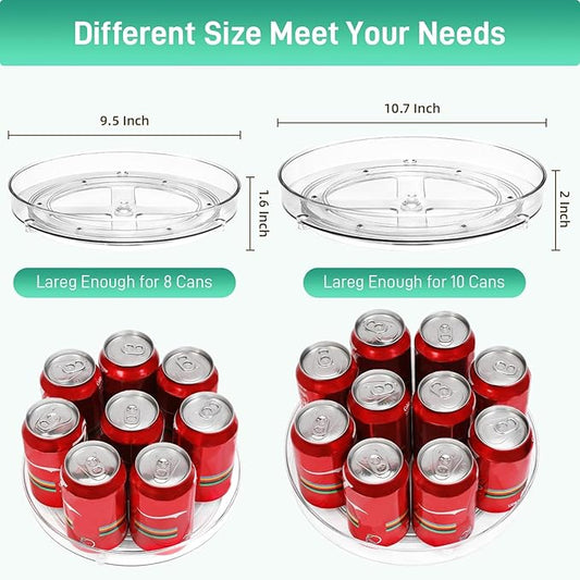 2 Pack Lazy Susan Organizer, 9.5 Inch, 10 Inch Lazy Susan Turntable for Cabinet, Turntable Organizer for Pantry Organizers and Storage, Non-Skid Fridge Organizer