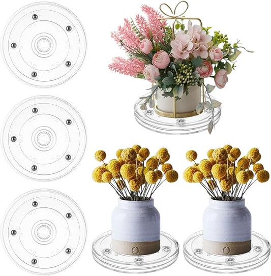 6 PCS 4 Inch Lazy Susan Turntable Clear Acrylic Lazy Susan Turntable Organizer Small Lazy Susan Mini Lazy Susan Acrylic Ball Bearing Rotating Tray for Spice Rack Cake Makeup Table Decorating