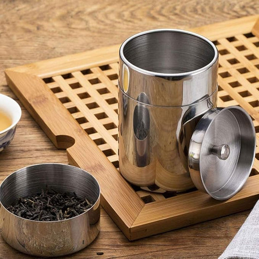 BORDSTRACT Stainless Steel Canister with Airtight Double Seal Lids, Tea & Coffee Container (550ML)