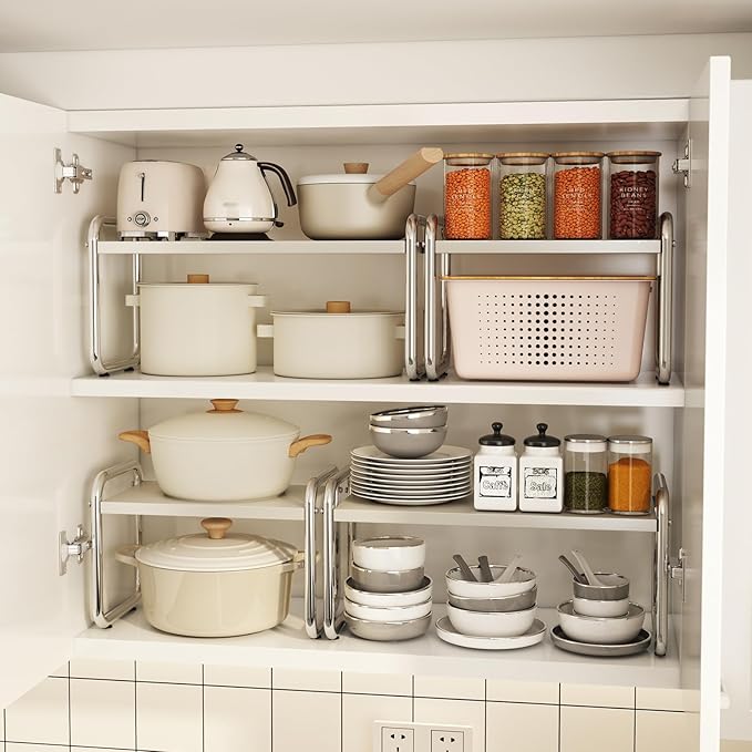 The sink shelf storage rack is suitable for kitchen countertops, cabinet rack storage racks, stackable kitchen counter racks, and layered riser racks for storage rooms