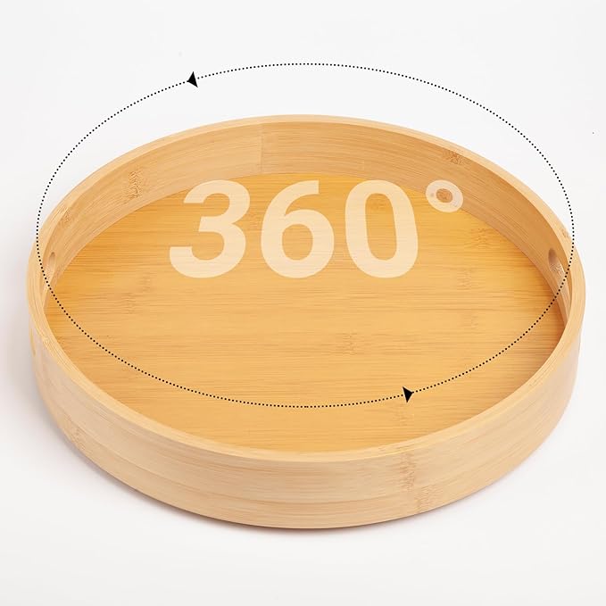 10in Bamboo Lazy Susan Turntable for Cabinet, Spices Organizer with Large and Stable Chassis,Lazy Susan for Table Top,360 Rotating Bamboo Spice Rack,for Kitchen Bathroom Dinning Table (10in)