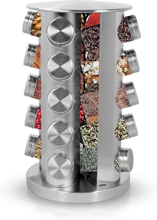Simpli-Magic Spice Rack Organizer, Rotating Spice Rack with 20 Jars Included