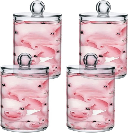 Pink Pig 2PC Airtight Transparent Plastic Storage Jar, Food Storage Container Glass, Can Store Candy, Salt, Coffee Beans, With lid, Easy To Use