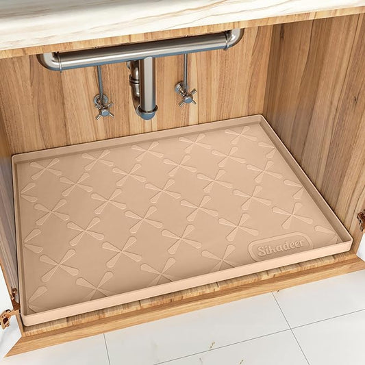 SIKADEER 31" x 19" Under Sink Mat Waterproof, Silicone Mat Kitchen Drawer Shelf and Cabinet Liner, Sink Protector for Bathroom Organizers and Storage, Boot Tray Pet Food Mats