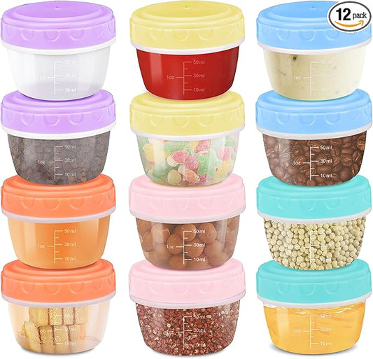 12 Pack Salad Dressing Containers, 2oz Leakproof Sauce Containers with Lids, Portable Lunch Box Accessories, BPA Free, Microwave & Dishwasher Safe
