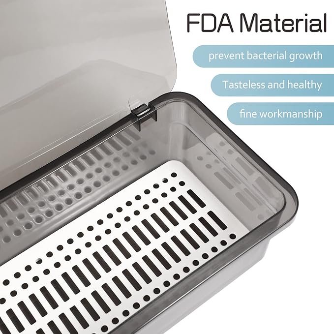 DOITOOL 3Pcs Flatware Tray with Lid Kitchen Cutlery and Utensil Drawer Organizer Silverware Holder Countertop Storage Container, 10 x 3.9 x 2.8inch (Black)