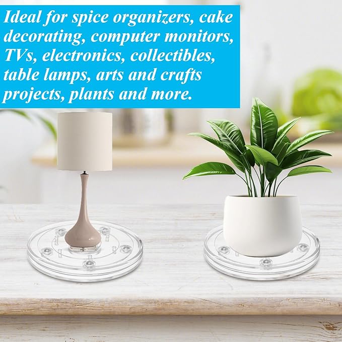 6 PCS 4 Inch Lazy Susan Turntable Clear Acrylic Lazy Susan Turntable Organizer Small Lazy Susan Mini Lazy Susan Acrylic Ball Bearing Rotating Tray for Spice Rack Cake Makeup Table Decorating
